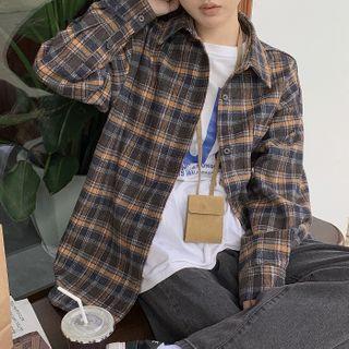 Plaid Shirt Plaid - Blue & Coffee - One Size