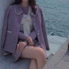 Sequin Tweed Jacket / Mini A-line Skirt / Cropped Camisole Top