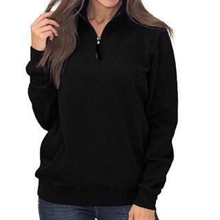 Plain Zip-front Sweatshirt