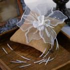 Fringed Wedding Floral Hair Pin 1pc - White - One Size
