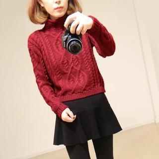 Mock Neck Cable Knit Sweater