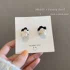 Sterling Silver Flower Stud Earring 1 Pair - Black & White - One Size
