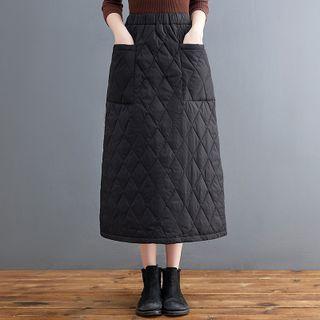 Quilted A-line Midi Skirt