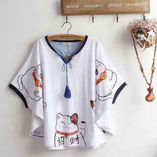 Short-sleeve Cartoon Print Top