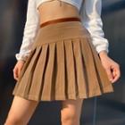 Plain High Waist Pleated Skirt