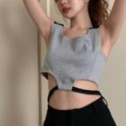 Color-block Sleeveless Cropped Top As Shown In Figure - One Size