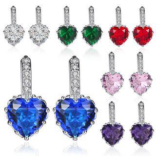 Rhinestone Faux Crystal Heart Dangle Earring