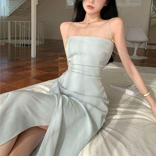 Spaghetti Strap Plain Slim-fit Maxi Dress