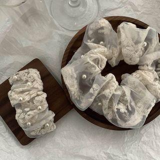 Lace Faux Pearl Hair Clip / Scrunchie