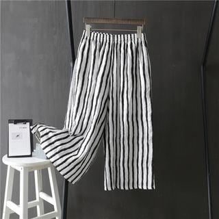 Striped Wide Leg Pants Stripe - Black & White - One Size