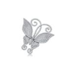 Elegant And Bright Butterfly Brooch With Cubic Zirconia Silver - One Size