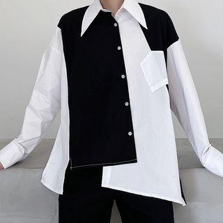 Irregular Two-tone Panel Shirt