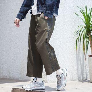 Drawstring Waist Lettering Wide-leg Pants