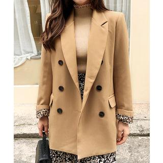 Leopard Cuff Double-breasted Blazer