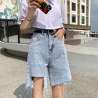 Frayed Irregular Denim Shorts