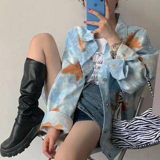 Tie-dyed Button Denim Jacket