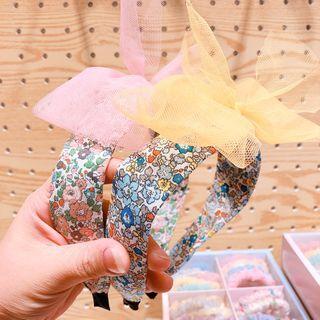 Mesh Bow Floral Print Headband