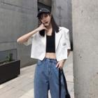 Elbow-sleeve Cropped Blazer / Cropped Tank Top