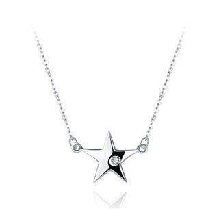 925 Sterling Silver Simple Star Necklace With Austrian Element Crystal Silver - One Size