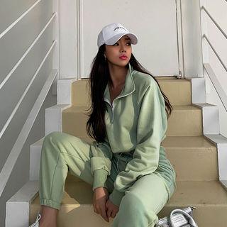 Zip-up Drawstring-waist Pullover