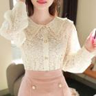 Heart-trim Sailor-collar Lace Blouse
