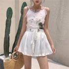 Flower Applique Camisole Top / Wide Leg Shorts
