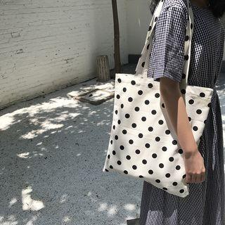 Polka Dot Canvas Shopper Bag