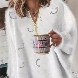 Printed Half-zip Sweater