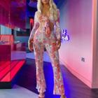 Long Sleeve Tie-front Print Top + Pants
