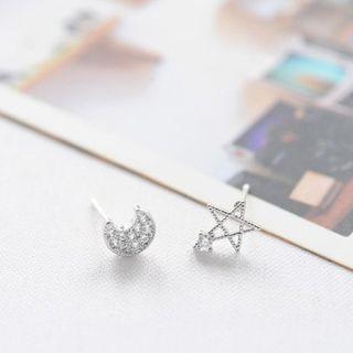 Star Moon Rhinestone Earrings