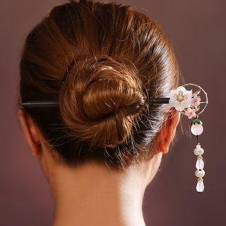 Resin Flower Stone Bead & Pearl Hair Stick