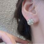 Rhinestone Magnetic Earring 1 Pair - Gold & Silver - One Size