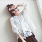 Crochet Lace Trim 3/4-sleeve Blouse