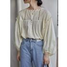 Balloon-sleeve Blouse Almond - One Size