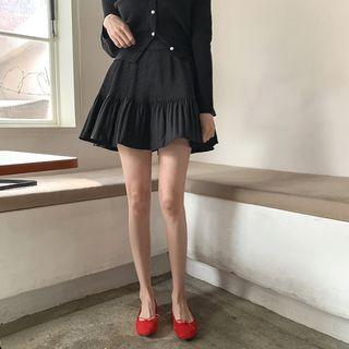 Inset Shorts Accordion-pleated Miniskirt