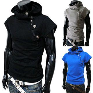 Half Side Zip Short Sleeve Hoodie