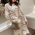 Zigzag Frill Hem Sweater Dress White - One Size