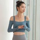 Cold-shoulder Sports Crop T-shirt