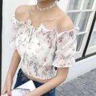 Off-shoulder Floral Short-sleeve Top