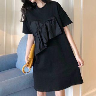 Ruffle Trim Short-sleeve T-shirt Dress