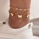 Butterfly Pendant Alloy Anklet / Faux Crystal Alloy Anklet