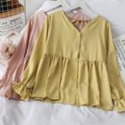 Tie-back V-neck Loose Blouse