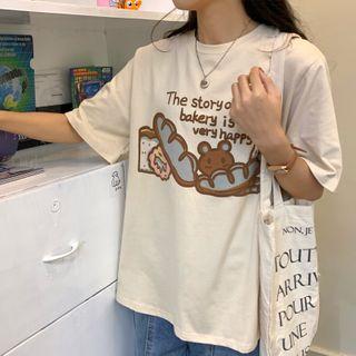 Short-sleeve Bread Print T-shirt