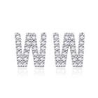 Simple Fashion Letter W Cubic Zircon Stud Earrings Silver - One Size