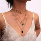 Pendant Chain Layered Necklace 2710 - Gold - One Size