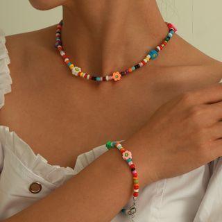 Flower Smiley Resin Bead Choker / Bracelet