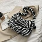 Fluffy Zebra Print Shoulder Bag Leopard - Black & White - One Size