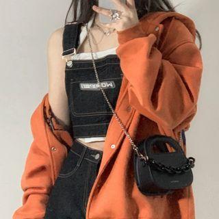 Applique Denim Crop Vest / Loose Fit Jeans