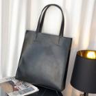 Plain Faux Leather Tote Bag Black - One Size