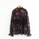 Long-sleeve Sheer Floral Top